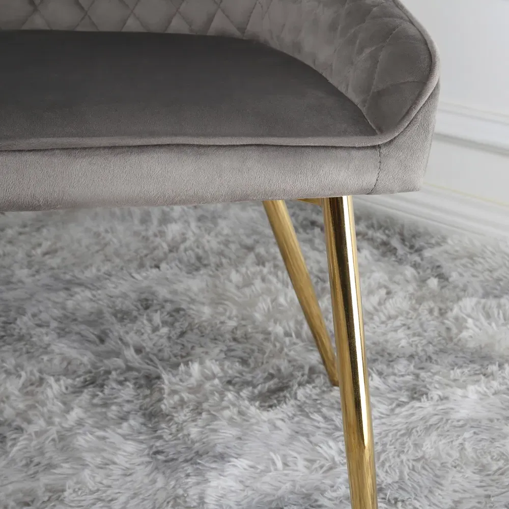 Hamilton Set of 2 Dining Chairs - Grey, Velvet