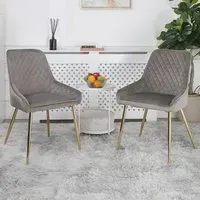 Hamilton Set of 2 Dining Chairs - Grey, Velvet