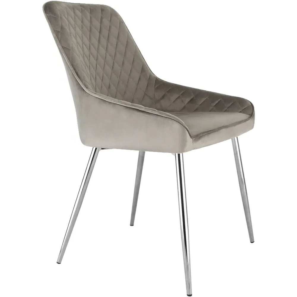 Hamilton Set of 2 Dining Chairs - Grey, Velvet