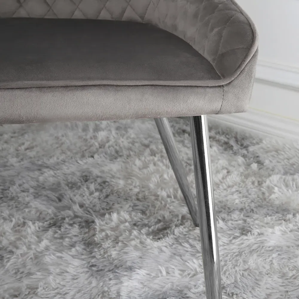 Hamilton Set of 2 Dining Chairs - Grey, Velvet