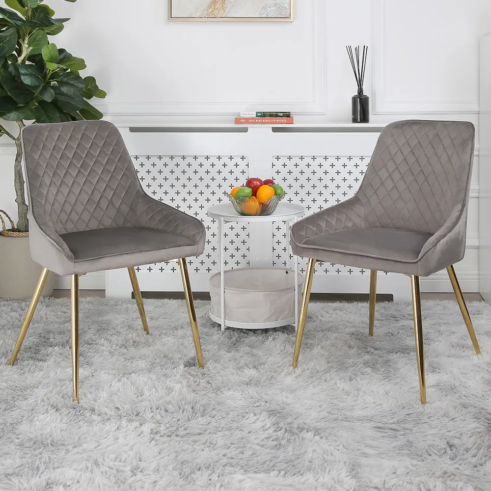 Hamilton Set of 2 Dining Chairs - Grey, Velvet image