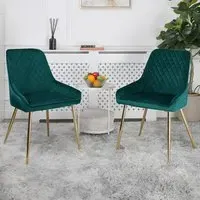 Hamilton Set of 2 Velvet Dining Chairs - Green