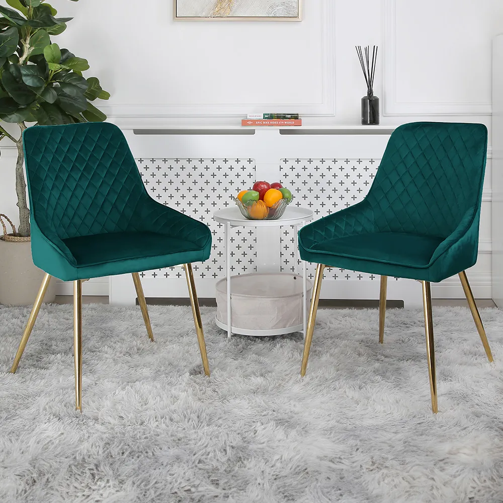 Hamilton Set of 2 Velvet Dining Chairs - Green image