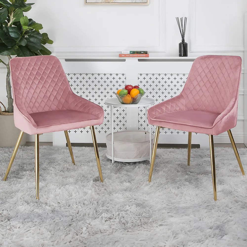 Hamilton Set of 2 Velvet Dining Chairs - Pink