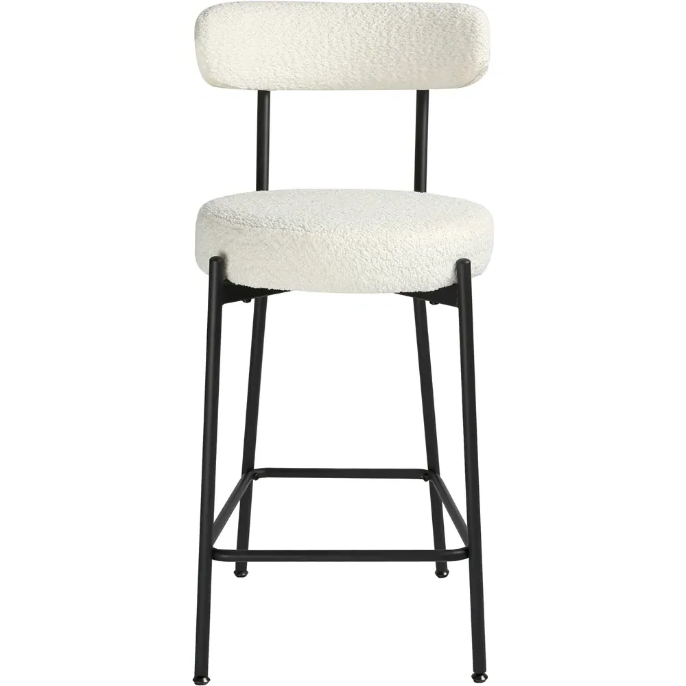 Long Lulu Set of 2 Bar Stools - Cream, Boucle