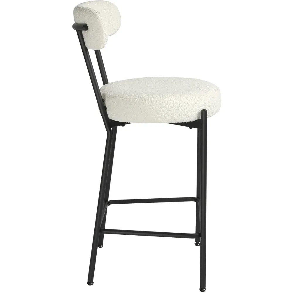 Long Lulu Set of 2 Bar Stools - Cream, Boucle