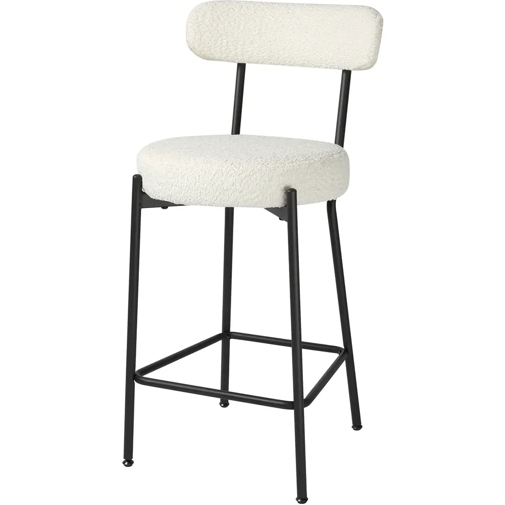 Long Lulu Set of 2 Bar Stools - Cream, Boucle