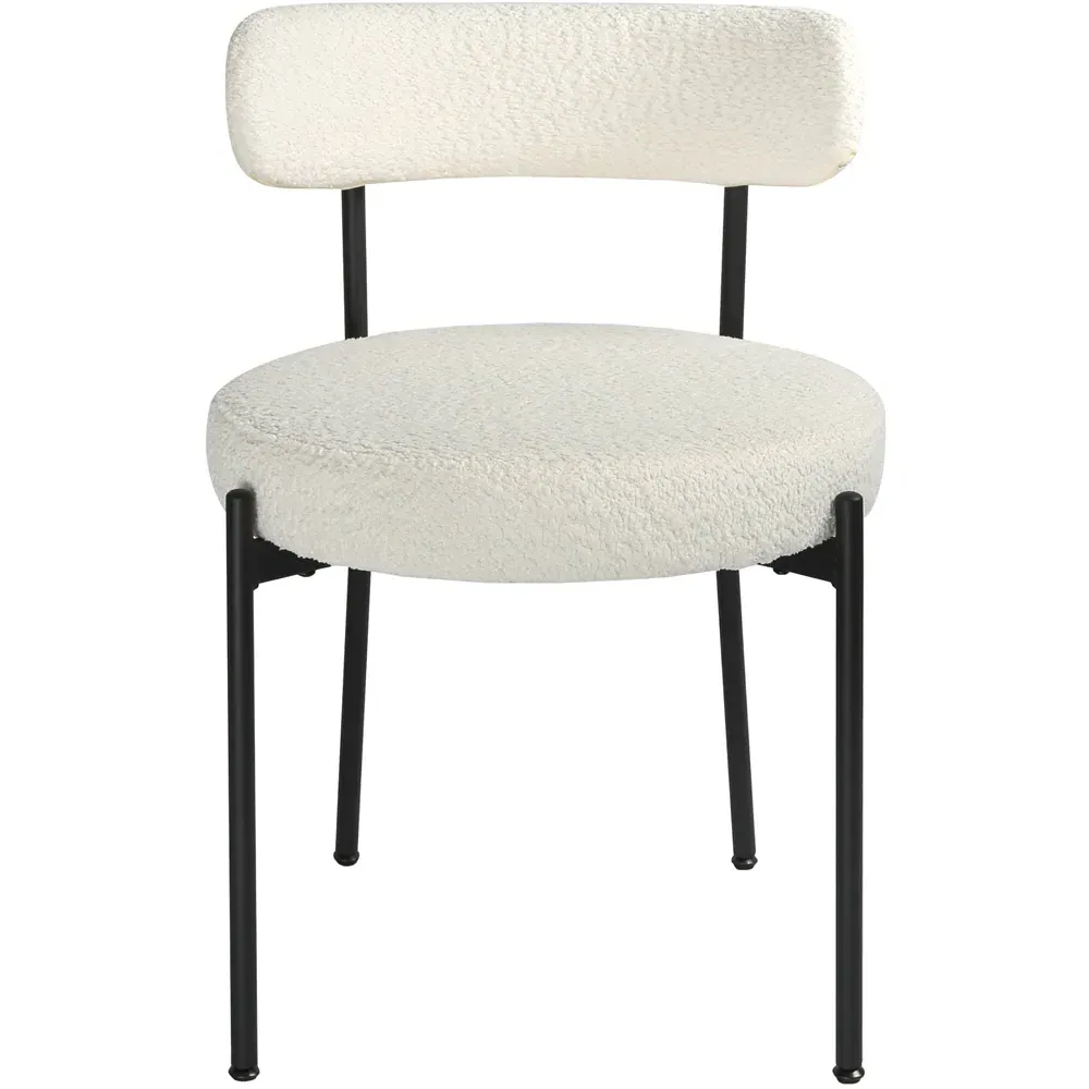 Lulu Set of 2 Dining Chairs - Cream, Boucle