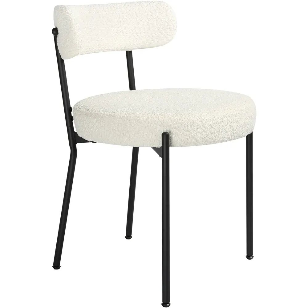 Lulu Set of 2 Dining Chairs - Cream, Boucle
