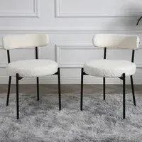 Lulu Set of 2 Dining Chairs - Cream, Boucle