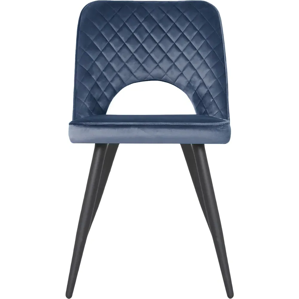 Metis Set of 2 Dining Chairs - Dark Blue, Velvet