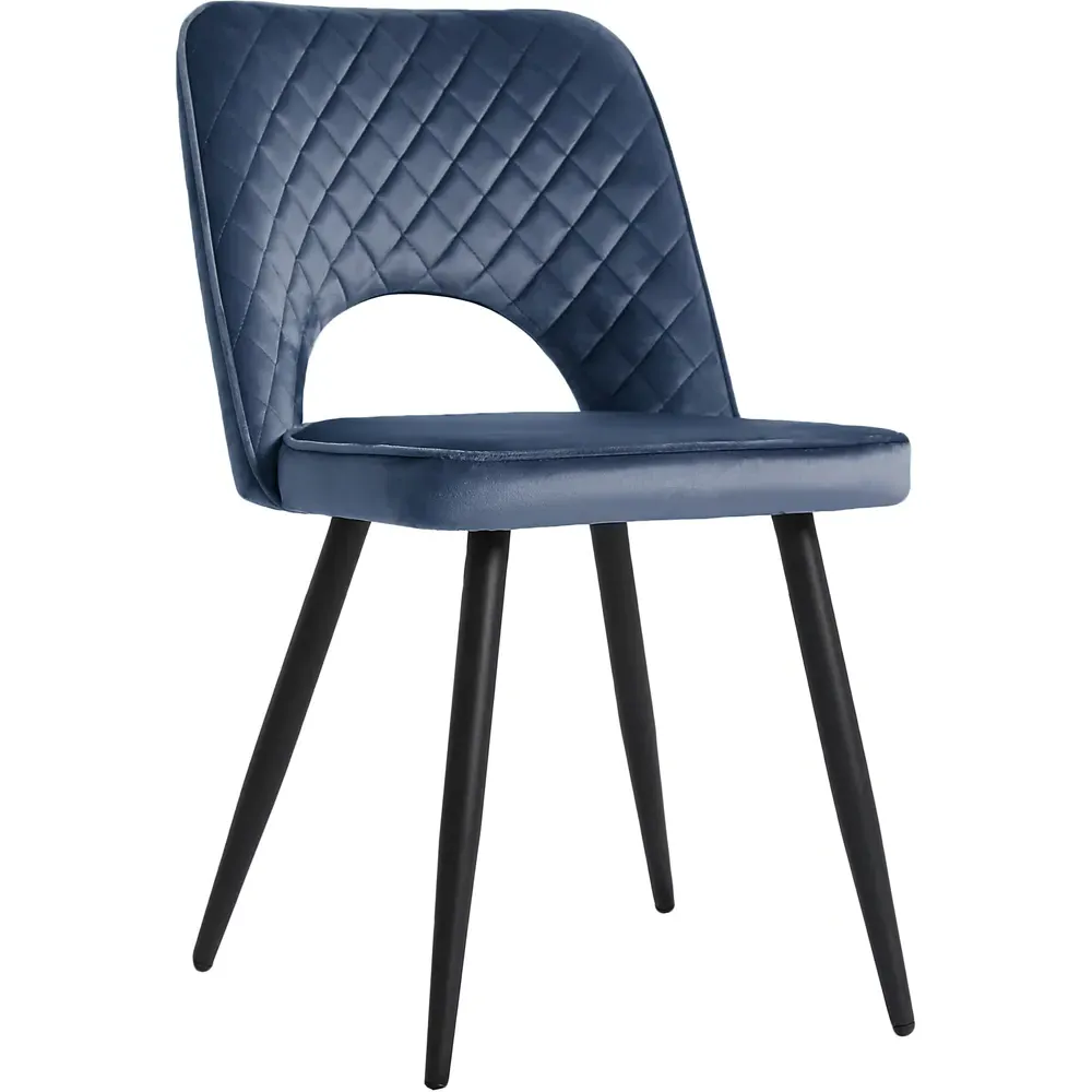 Metis Set of 2 Dining Chairs - Dark Blue, Velvet