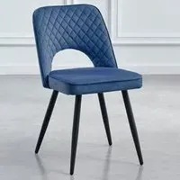 Metis Set of 2 Dining Chairs - Dark Blue, Velvet