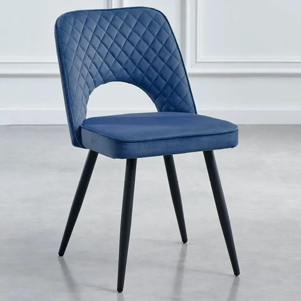 Metis Set of 2 Dining Chairs - Dark Blue, Velvet image