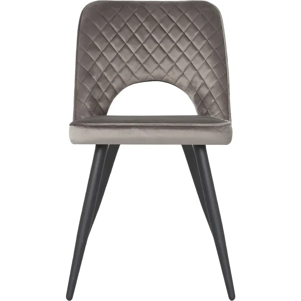 Metis Set of 2 Dining Chairs - Dark Grey, Velvet