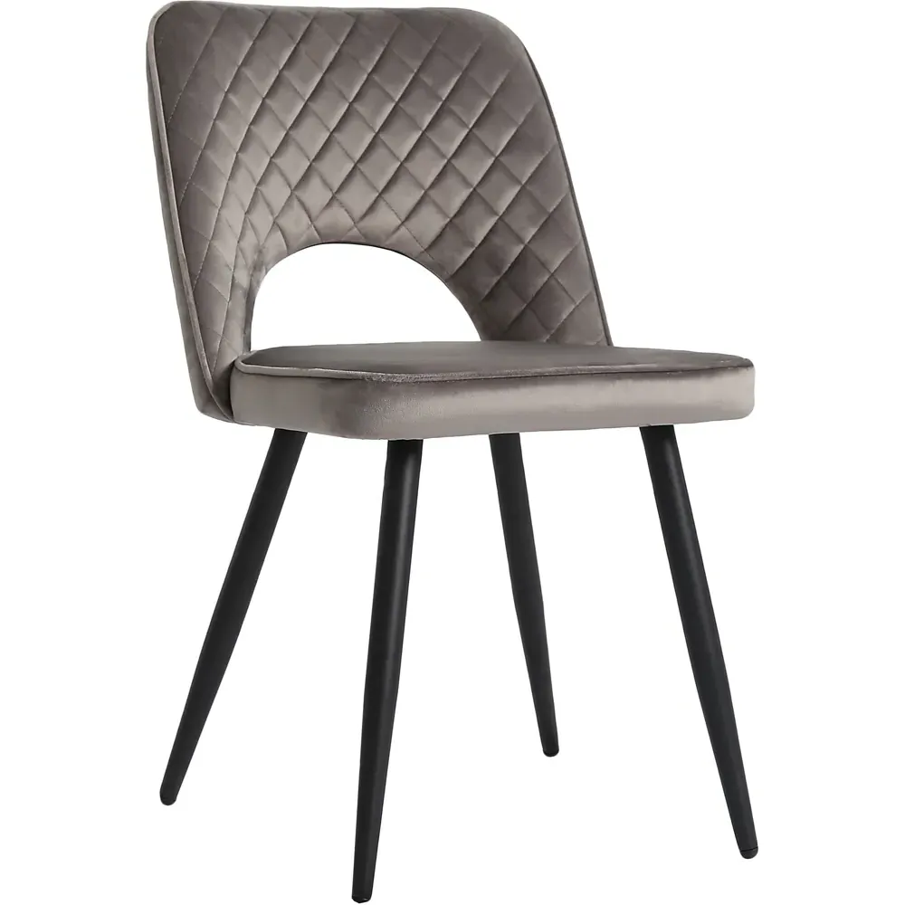 Metis Set of 2 Dining Chairs - Dark Grey, Velvet