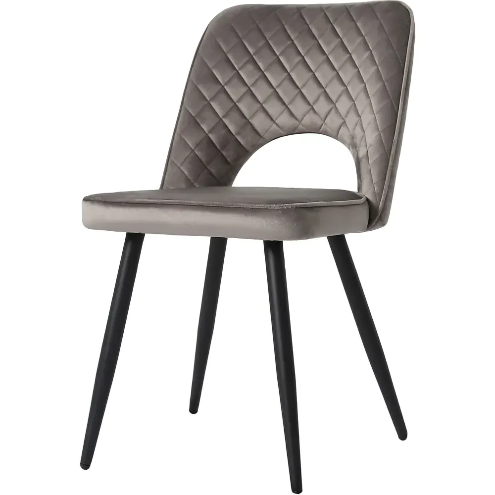 Metis Set of 2 Dining Chairs - Dark Grey, Velvet