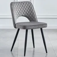 Metis Set of 2 Dining Chairs - Dark Grey, Velvet