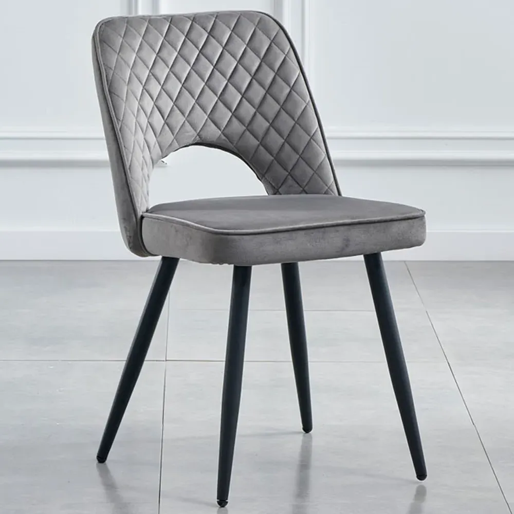 Metis Set of 2 Dining Chairs - Dark Grey, Velvet