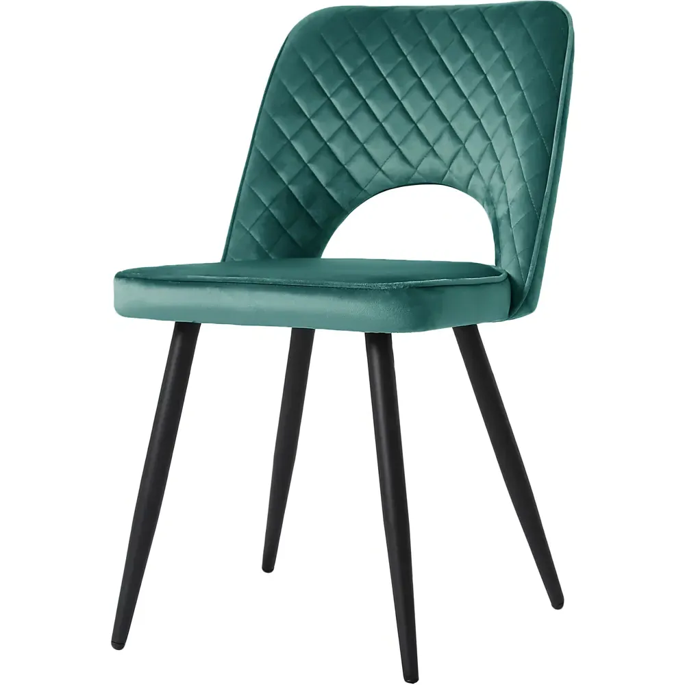 Metis Set of 2 Dining Chairs - Green, Velvet