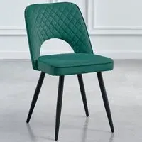 Metis Set of 2 Dining Chairs - Green, Velvet