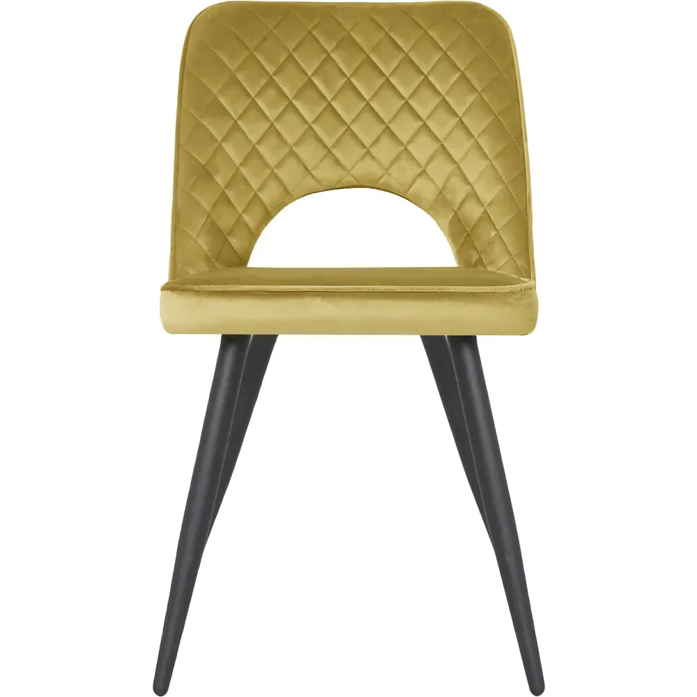 Metis Set of 2 Dining Chairs - Yellow, Velvet