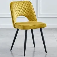 Metis Set of 2 Dining Chairs - Yellow, Velvet