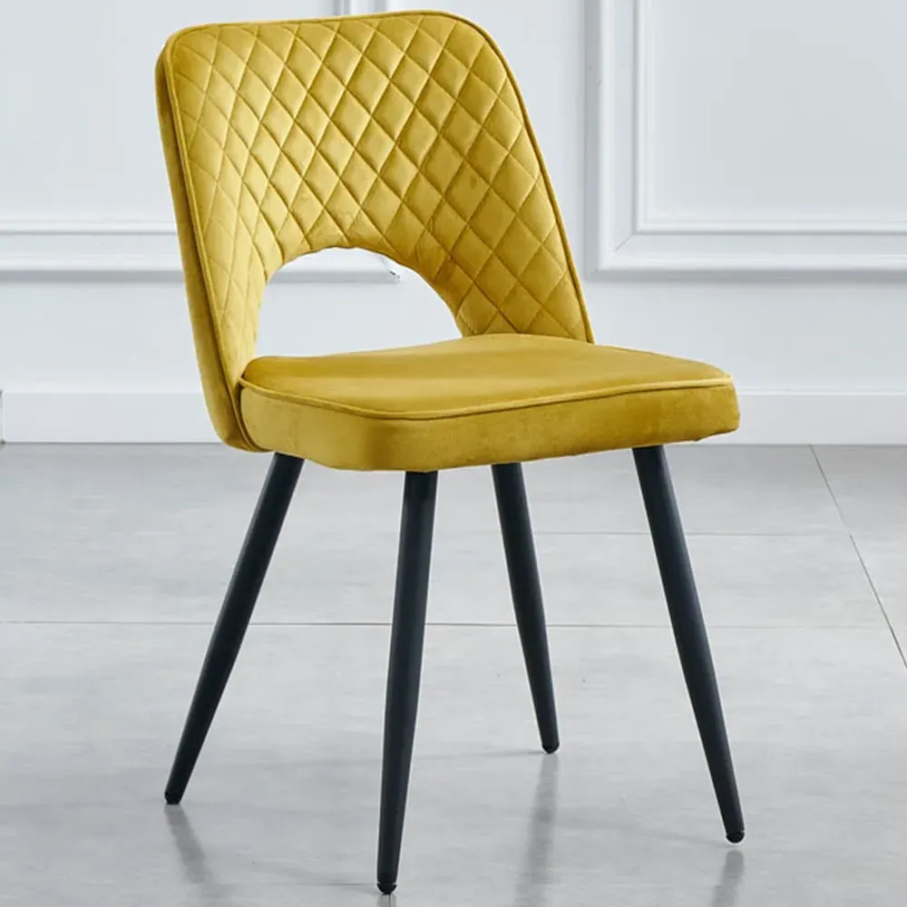 Metis Set of 2 Dining Chairs - Yellow, Velvet