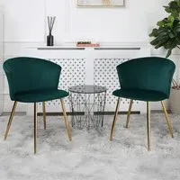 Mill Set of 2 Dining Chairs - Green, Velvet