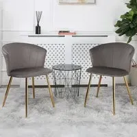 Mill Set of 2 Dining Chairs - Grey, Velvet