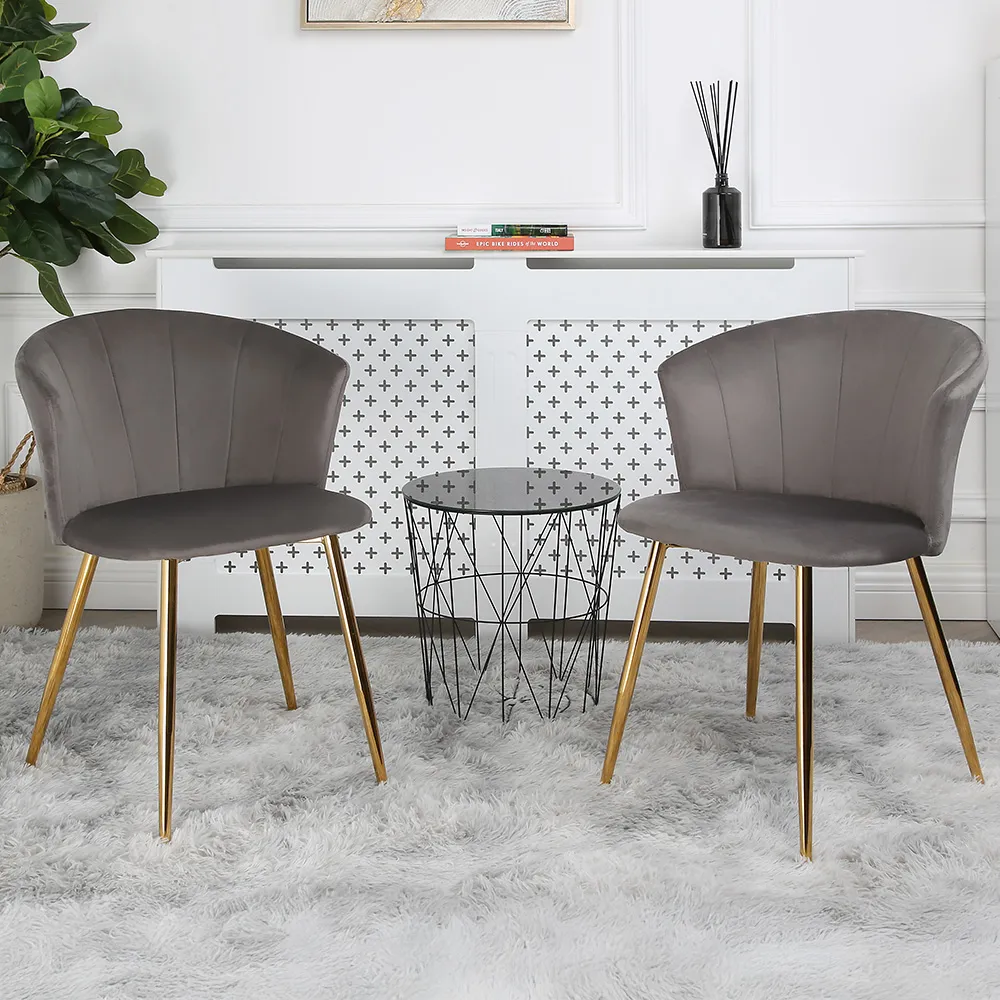 Mill Set of 2 Dining Chairs - Grey, Velvet