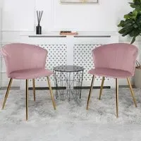 Mill Set of 2 Dining Chairs - Pink, Velvet