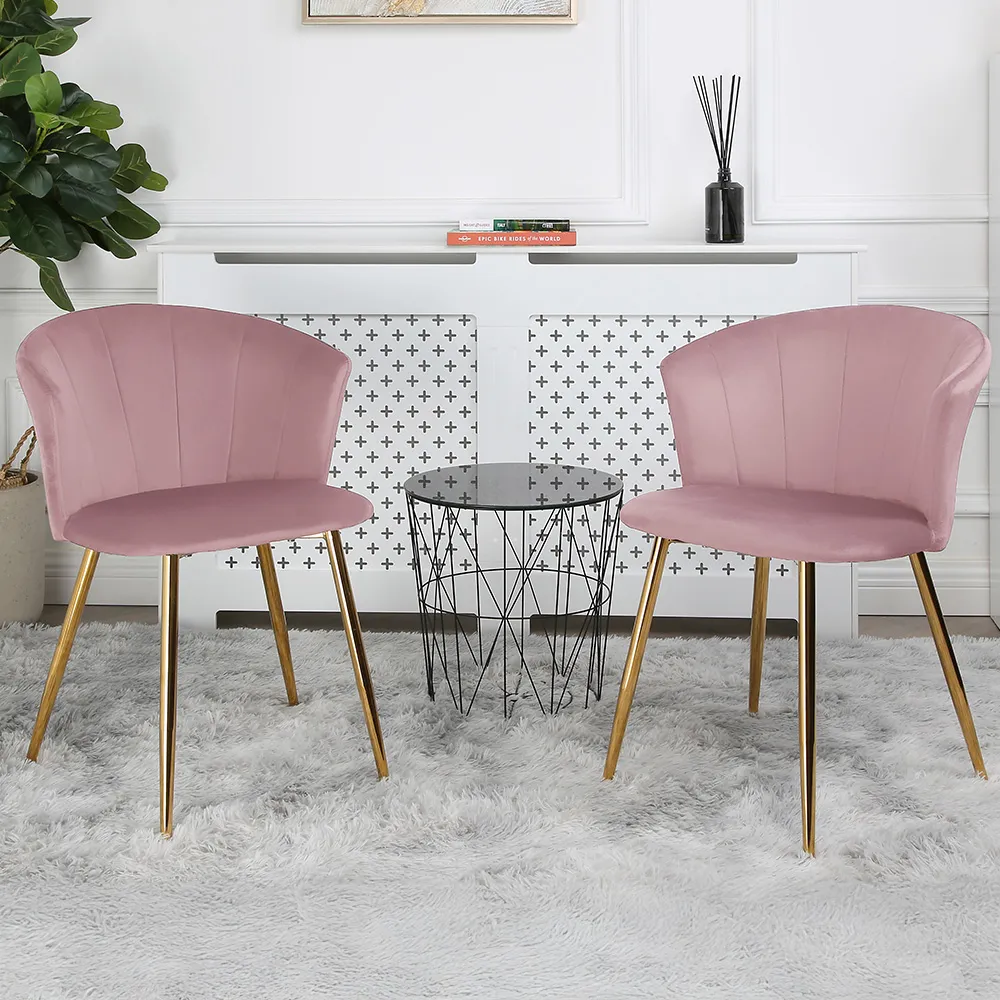 Mill Set of 2 Dining Chairs - Pink, Velvet