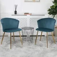 Mill Set of 2 Dining Chairs - Teal, Velvet