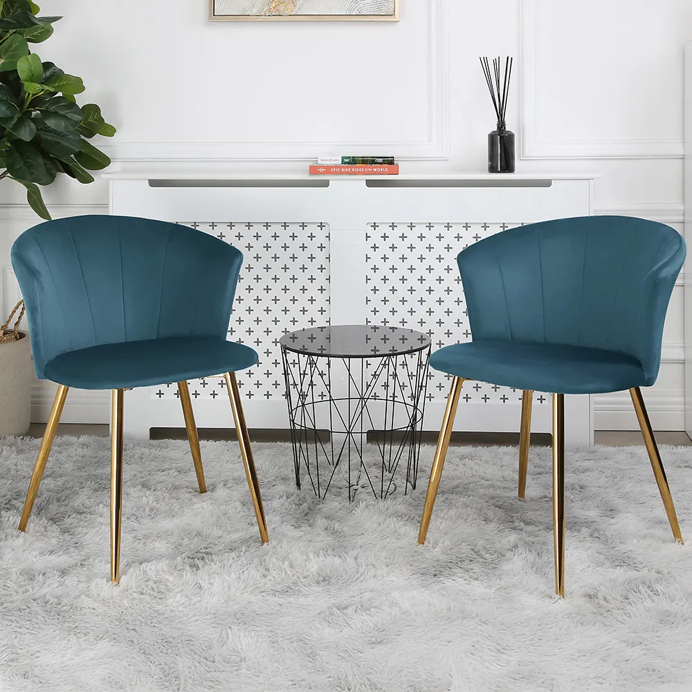 Mill Set of 2 Dining Chairs - Teal, Velvet