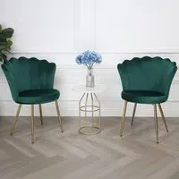 Mini Flora Set of 2 Dining Chairs - Green, Velvet