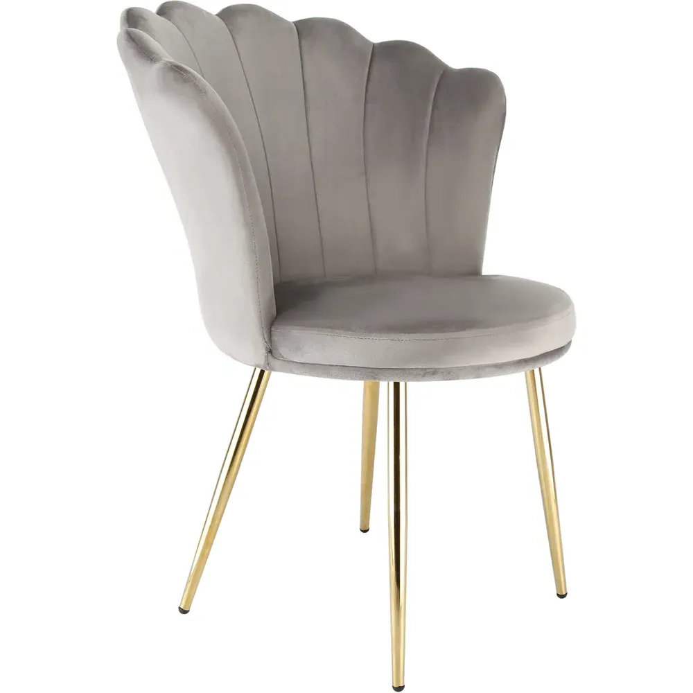 Mini Flora Set of 2 Dining Chairs - Grey, Velvet