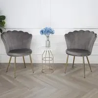 Mini Flora Set of 2 Dining Chairs - Grey, Velvet