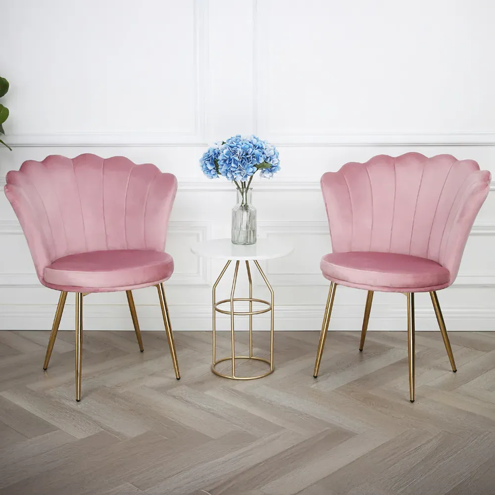Mini Flora Set of 2 Dining Chairs - Pink, Velvet