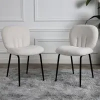 Muffin Set of 2 Dining Chairs - Cream, Boucle