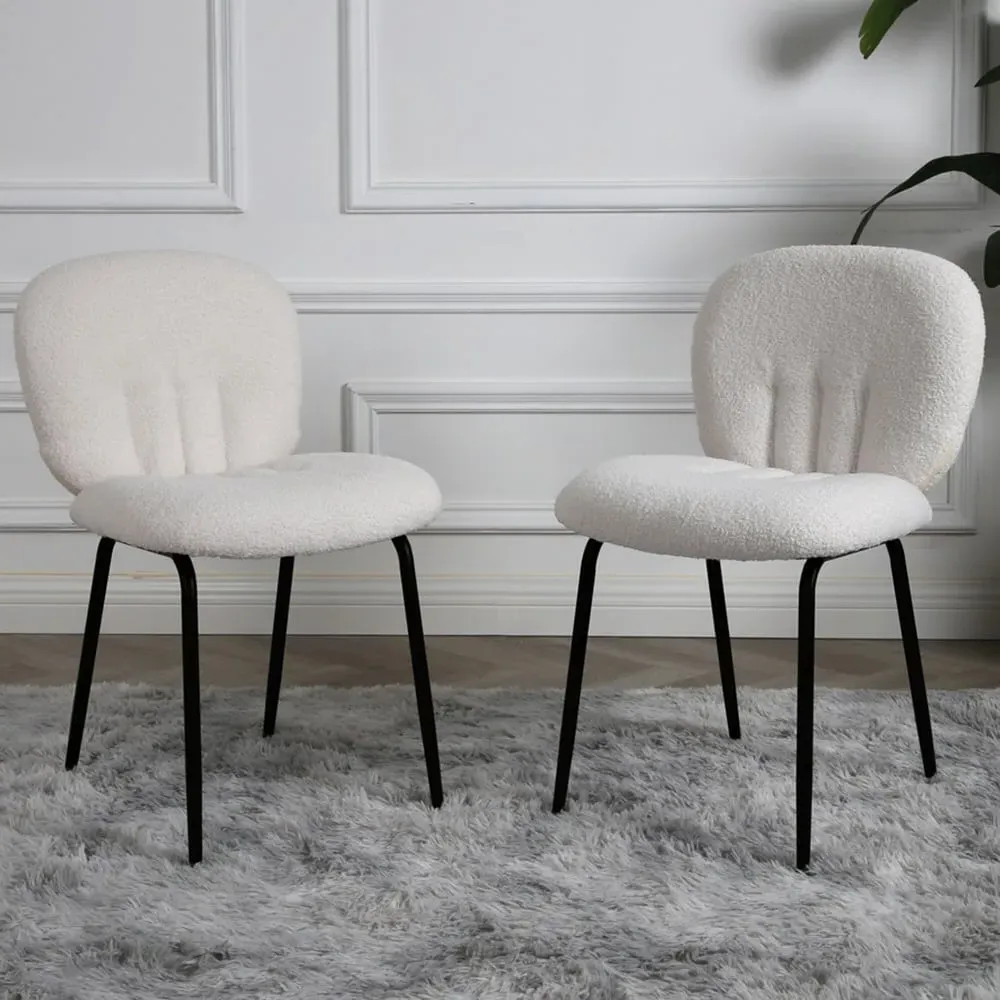 Muffin Set of 2 Dining Chairs - Cream, Boucle image