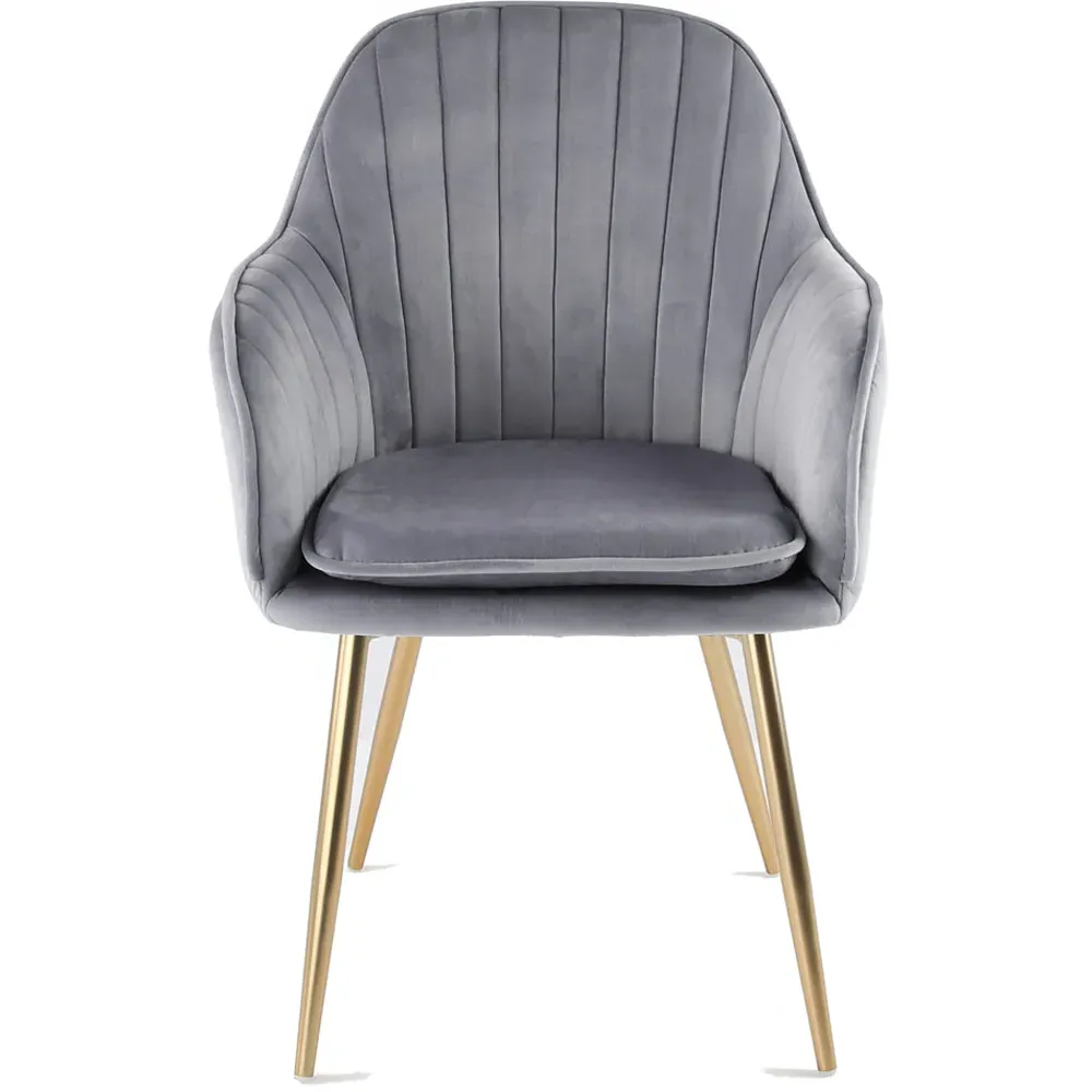 Muse Accent Chair Set of 2 - Grey Velvet, Golden Legs