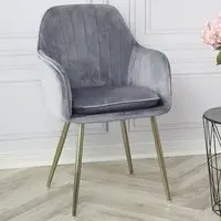 Muse Accent Chair Set of 2 - Grey Velvet, Golden Legs
