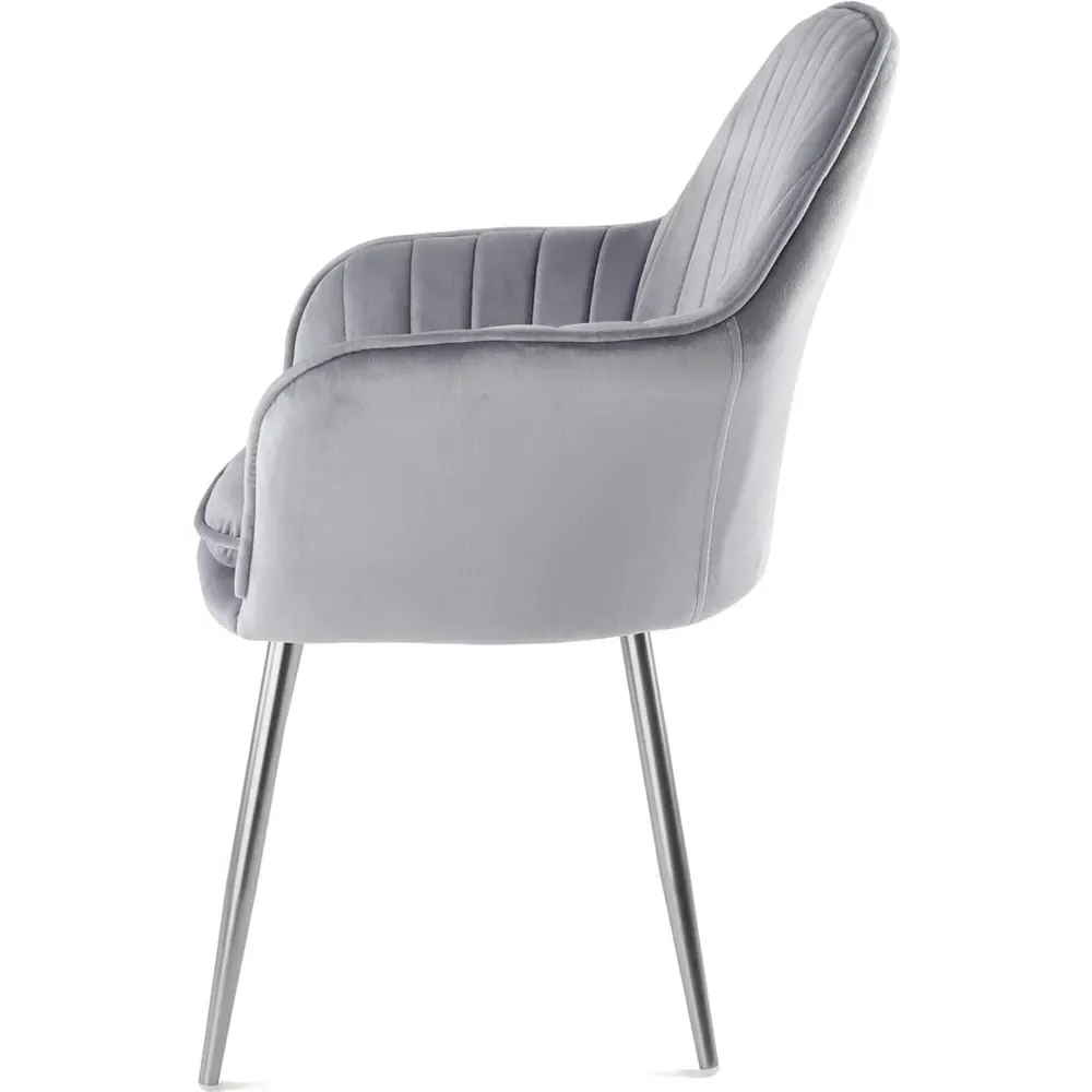 Muse Accent Chair Set of 2 - Grey Velvet, Silver Legs