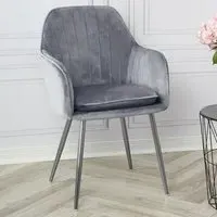 Muse Accent Chair Set of 2 - Grey Velvet, Silver Legs