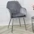 Muse Accent Chair Set of 2 - Grey Velvet, Silver Legs