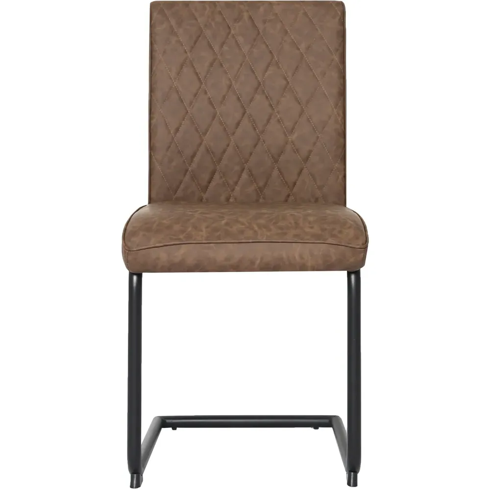 Nestor Set of 2 Dining Chairs - Brown, Leather