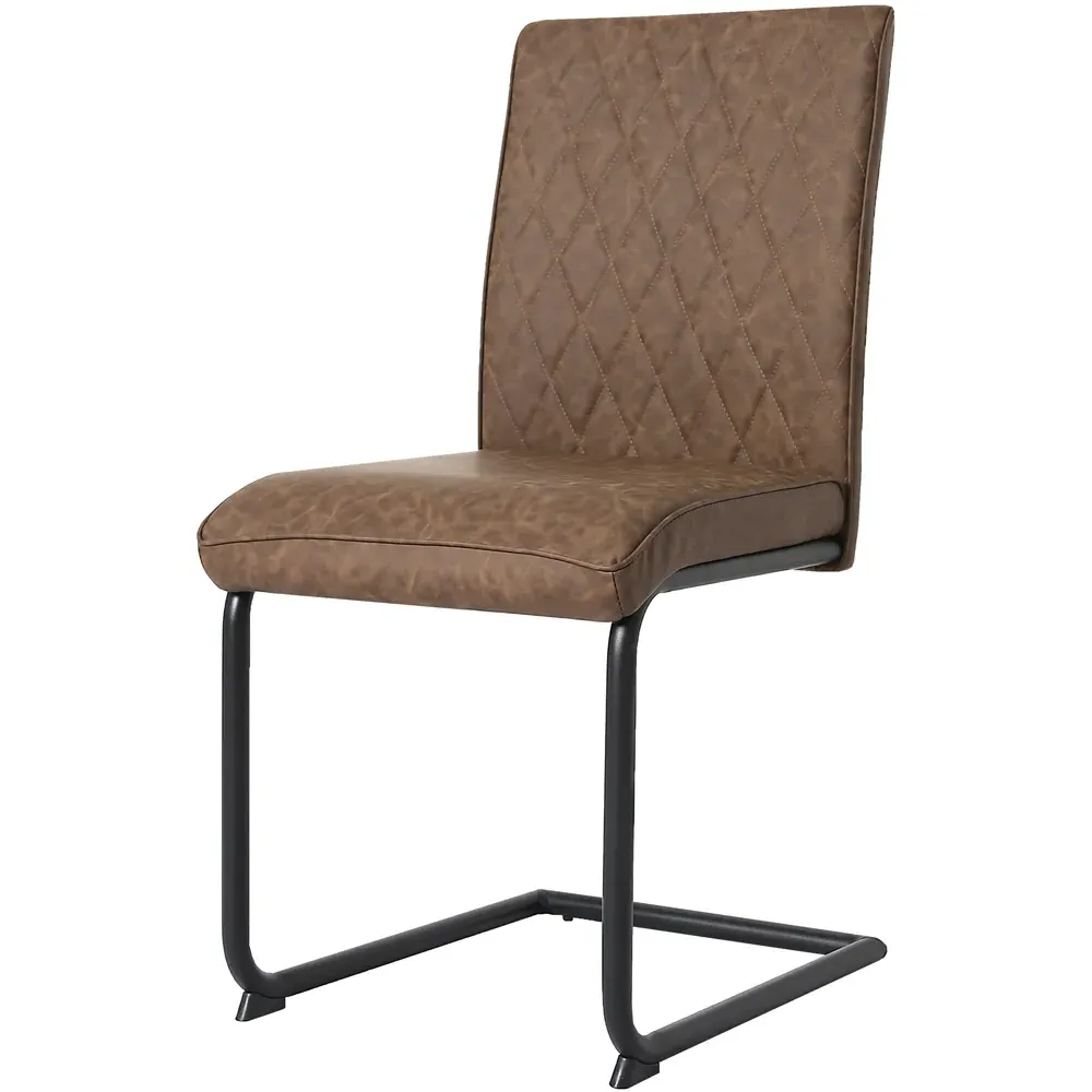 Nestor Set of 2 Dining Chairs - Brown, Leather