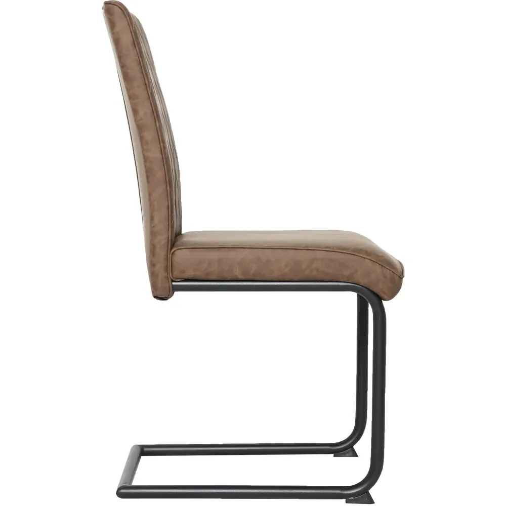 Nestor Set of 2 Dining Chairs - Brown, Leather