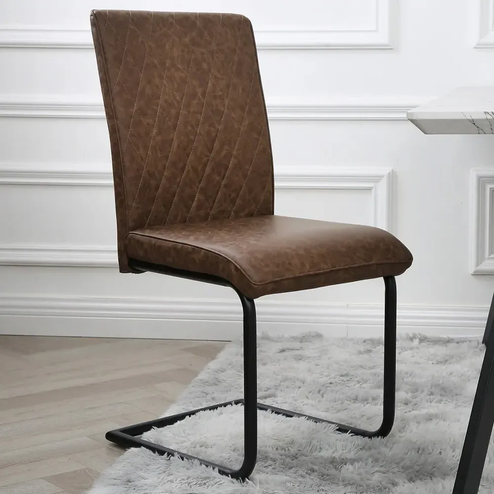 Nestor Set of 2 Dining Chairs - Brown, Leather image